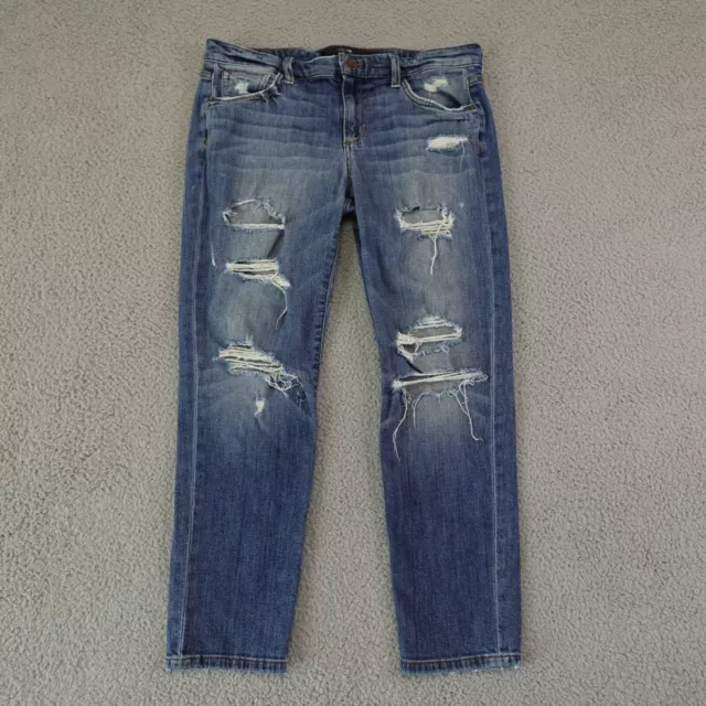 Joes Jeans Womens 28 Blue Slim Crop Distressed Ripped Stretch Kency Wash Denim