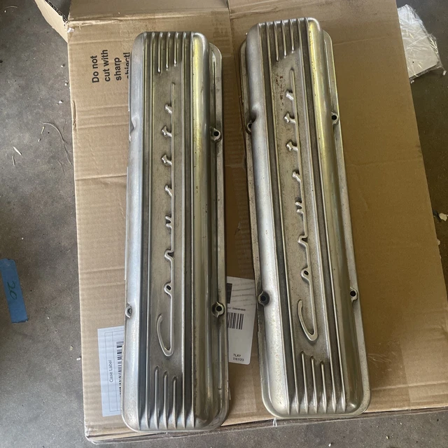Corvette 1960 - 1967 C2 7 Fin Aluminum Valve Covers OEM Lester # 3767493 SBC