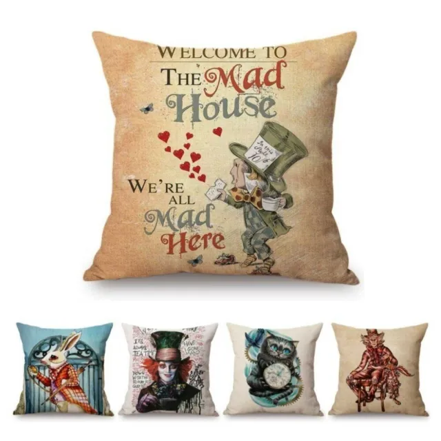 Alice in Wonderland Quotes Mad Hatter Cheshire Cat Cute Home Sofa Cushion Cover
