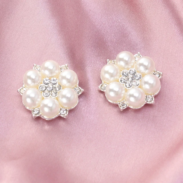 10 piezas Botones de perlas Hebilla Accesorios con cubierta Botón trasero plano