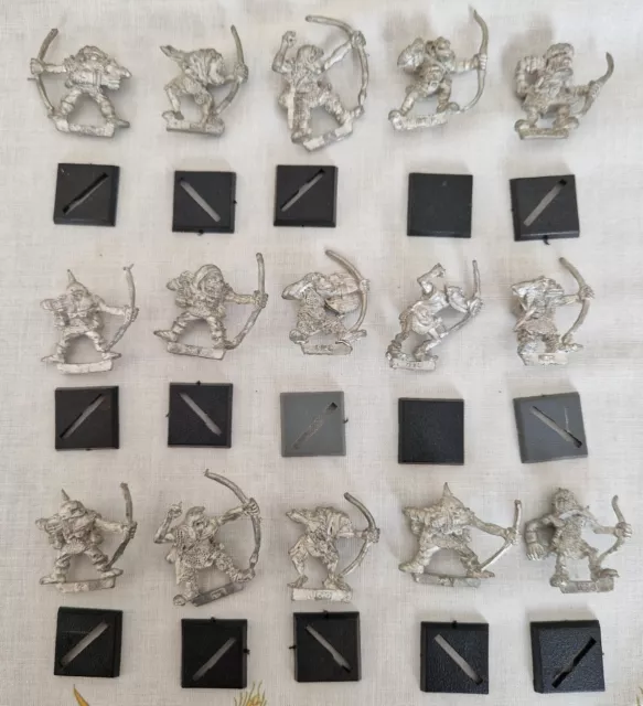 15 X Classic Games Workshop Warhammer Metal Orc Archers Unpainted + Bases (JS30)