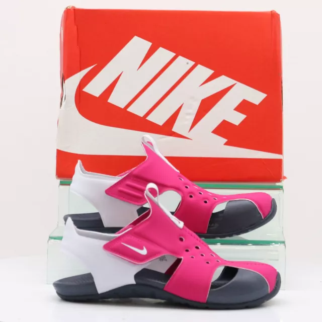 Nike Sunray Protect 2 Mädchen Sandalen Uk 2,5 Eu 35 Pink Weiss Schwarz Uvp £ 30 Mc