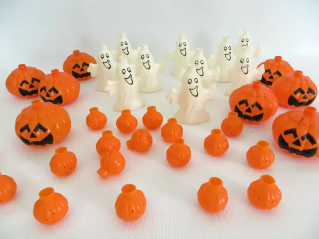 Lot of 36 Halloween Mini Light Bulb Covers Pumpkin Jack-O-Lanterns and Ghost