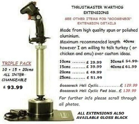 ESTENSIONI IN ALLUMINIO Per Thrustmaster Warthog/Cougar H.o.t.a.s