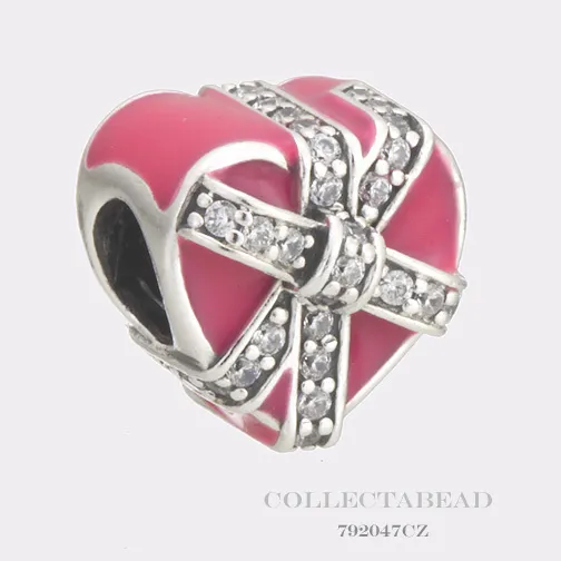 Authentic Pandora Silver Gifts of Love Enamel Magenta Bead 792047CZ