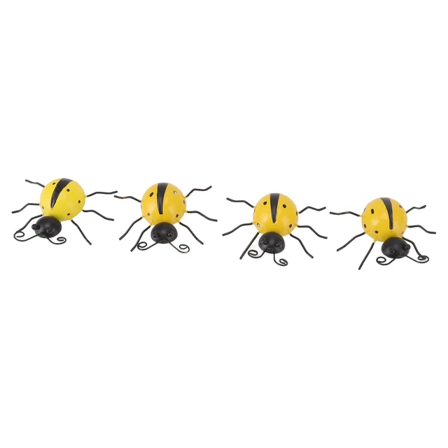 4Pcs Ladybug Wall Decor Lady Bug Ornament Wrought Iron Insect Figurine