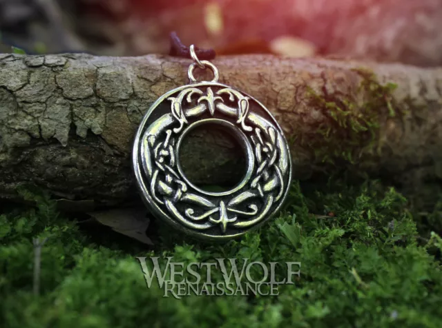 Viking Dragon-Ring Pendant -- Norse/Medieval/Norway/Celtic/Loki/Circle/Silver
