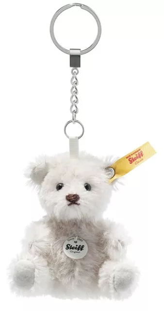 Steiff Mini Teddy Bear Keyring - grey mohair - 8cm - 039560