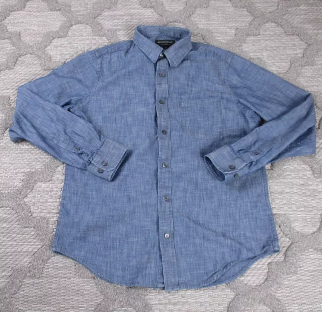 Banana Republic Shirt Mens Medium Blue Chambray Button Up Soft Wash Slim Fit