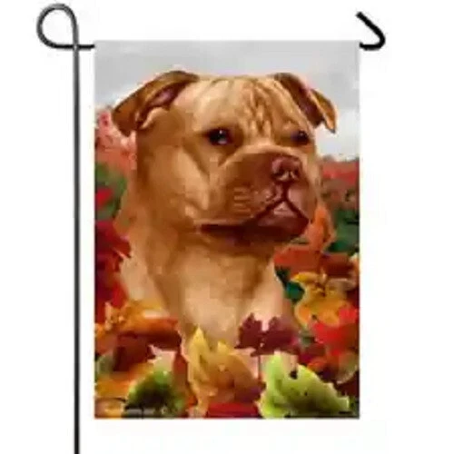 Fall House Flag - Orange Staffordshire Bull Terrier 13247