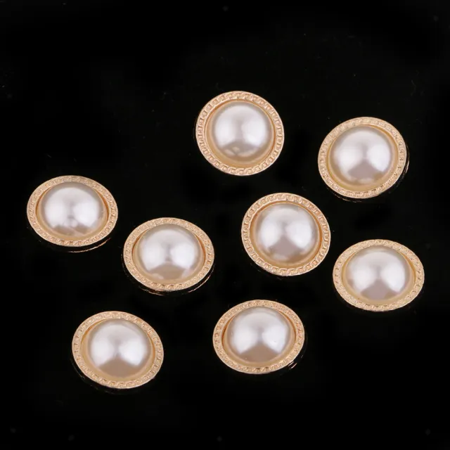 8Pcs Faux Pearl Gold Silver Tone Shank Round Button Sewing Craft DIY 16mm