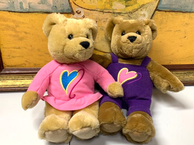 Hallmark Love & Kiss Kiss Bear Couple Magnetic Nose Plush Stuffed Love Anytime