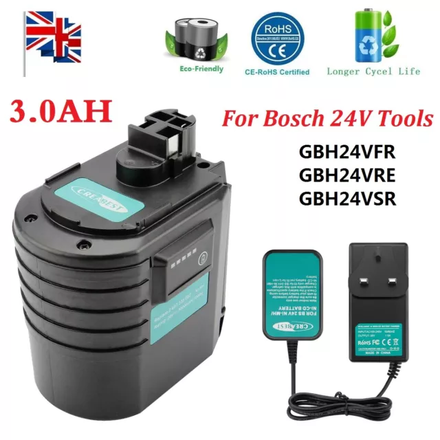 3000mAh Battery For Bosch 24V GBH24VRE GBH24VFR GBH24VSR BAT019 BAT020 BAT021