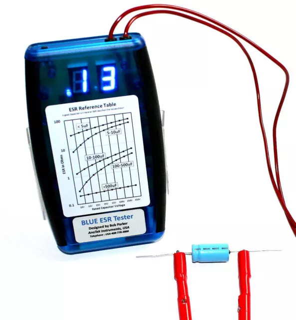 AnaTek, Blue ESR/Low Ohms Meter, 0.01 Ohm to 99 Ohm for 1uF Electrolytics