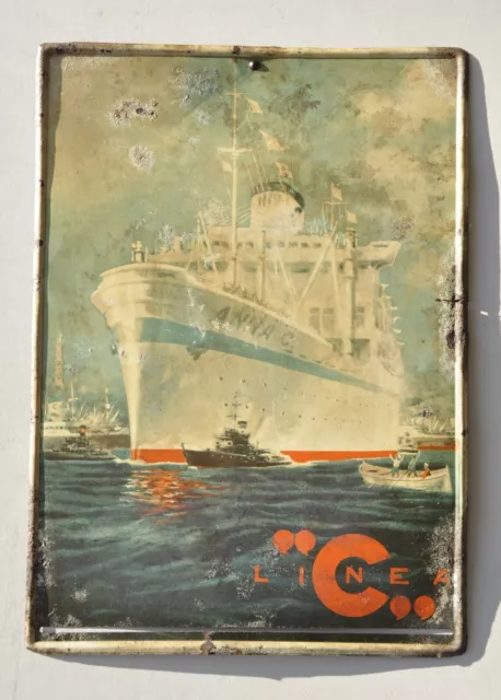 +++ SCHIFFSLINIE LINEA C COSTA +++ Schiff ANNA C +++ altes original Blechschild