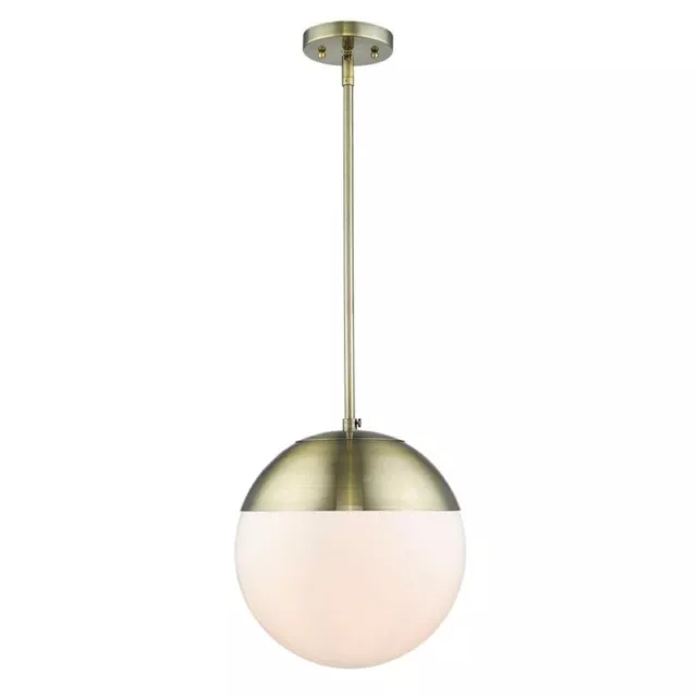 Dixon Pendant in Aged Brass with Opal Glass and Aged Brass Cap