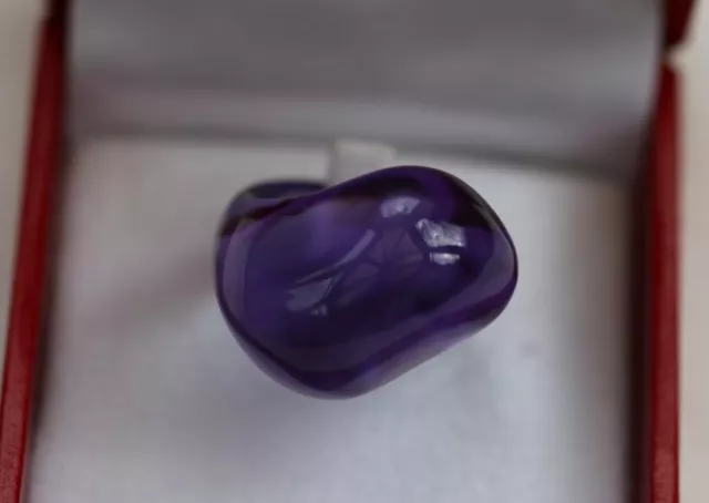 BNIB Baccarat French Crystal Galet Wave Ring - Parma Violet / Purple - UK L / M 2