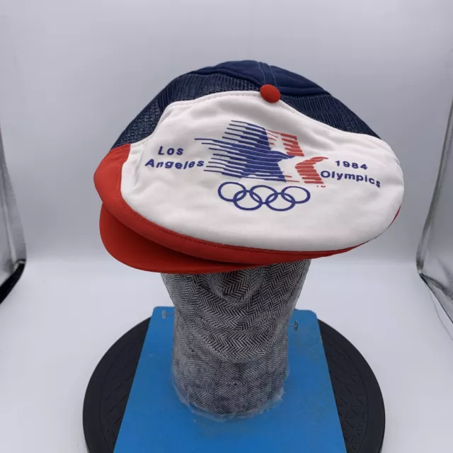 1984 OLYMPICS LOS ANGELES hat vintage red white blue adjustable flat ...