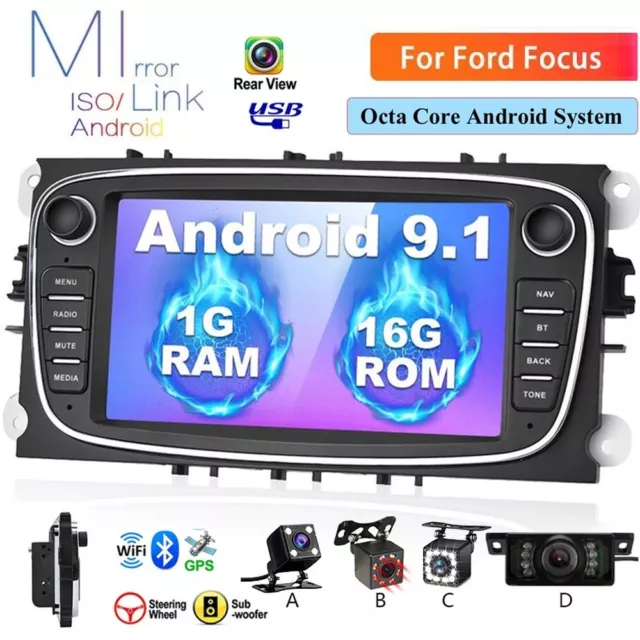 7'' Android8.1 Voiture Radio Stéréo GPS Navi pour Ford Focus Mondeo Galaxy II + Appareil photo