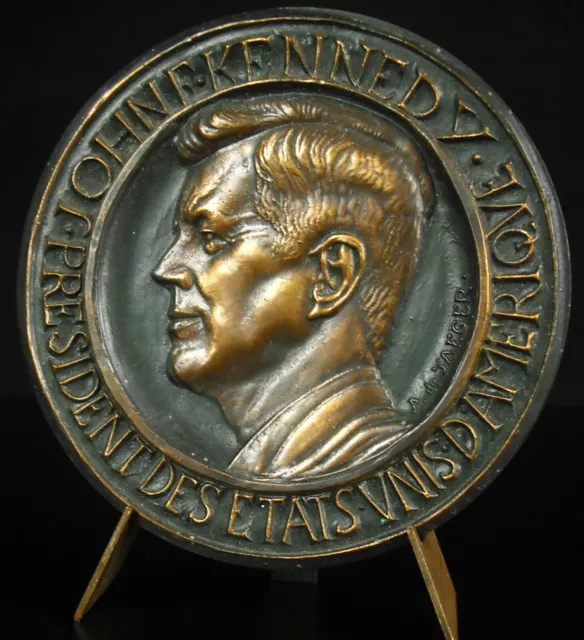 Médaille John Fitzgerald Kennedy USA JFK de Jaeger 1967 patine noire medal