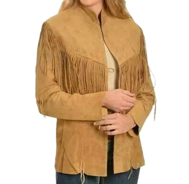 Gilet/Veste Navajo En Cuir De Daim à Franges Et Perles - Vintage 80/90 - Taille S - Style Western