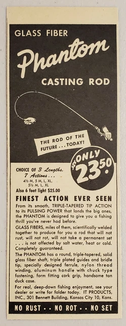 1949 Print Ad Phantom Glass Fiber Casting Fishing Rod IT Products Kansas City,MO