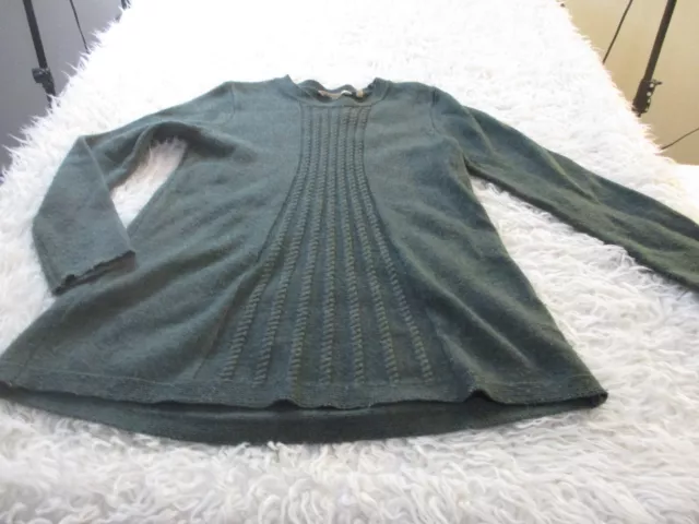 Soft Surroundings Sweater Womens Medium Green Knit Wool Blend Tunic minimalist