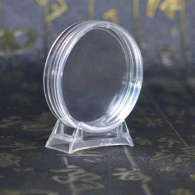 Transparent Coin Holder Capsule Case Storage Box With Stand For Collectable  BII