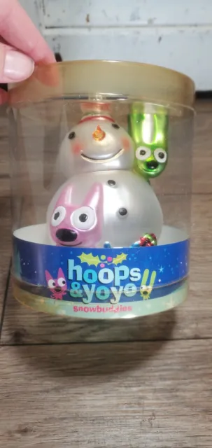 Hallmark Hoops and Yoyo Piddles Hand Blown Glass Snowman Snow Buddies Ornament