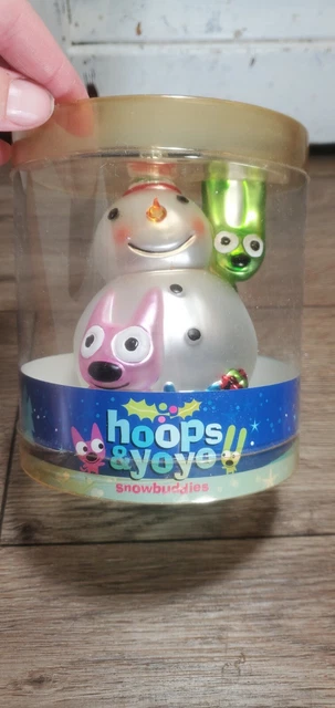 Hallmark Hoops and Yoyo Piddles Hand Blown Glass Snowman Snow Buddies Ornament
