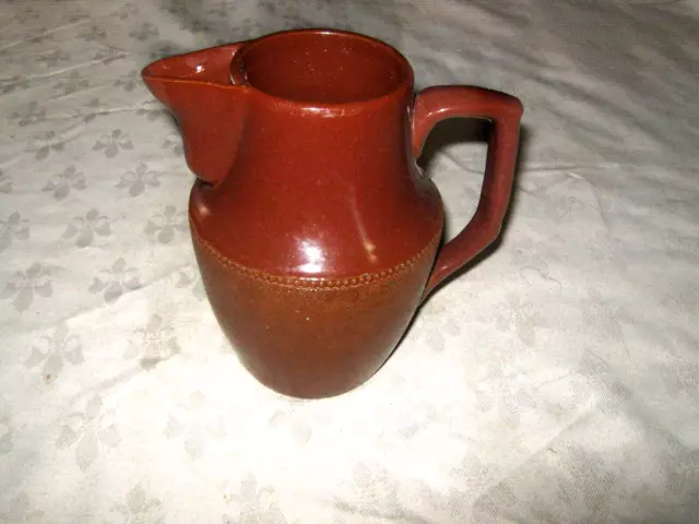 An Early Brown Glaze Bendigo /Lovatts ? Pottery 1 1/2 pint Filtered Spout Jug