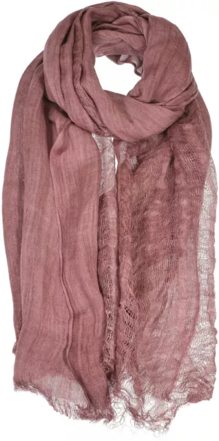 Women's Linen Scarf Wrap Shawl Open Knitted Eyelash Fringe