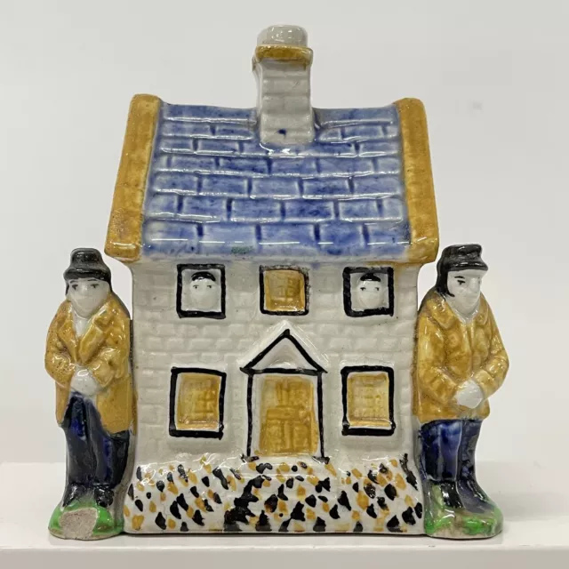 / Yorkshire Prattware Tirelire Cottage Ancien Économies Tirelire Banque c1810