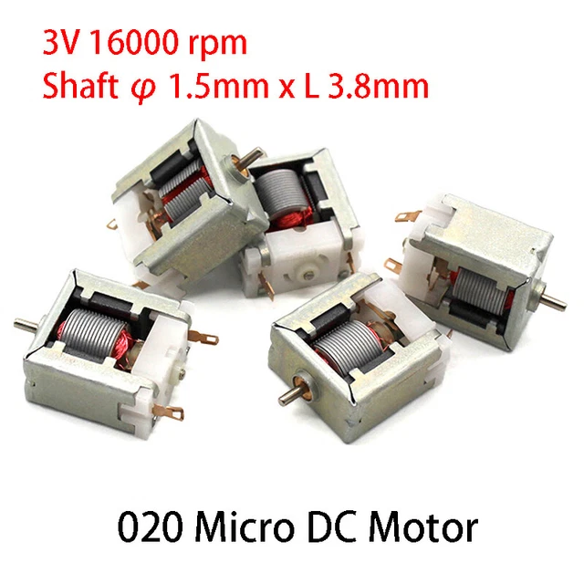 Micro DC Motor Square Electric Motors 020 Toy Model DIY Shaft 1.5mm 3V 16000 rpm