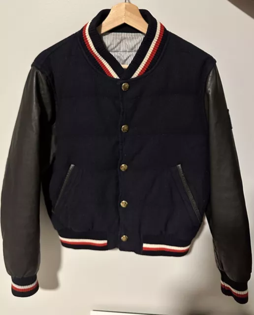 Moncler Gamme Bleu Thom Browne Leather Sleeve Bomber - SIZE 2