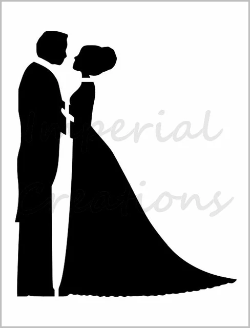 Plantilla de boda pareja silueta de amor matrimonio silueta de 8,5"" x 11"" hoja reutilizable S708