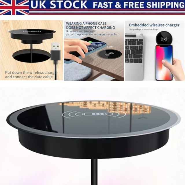 UK 100W Fast Wireless Charger Desktop Embedded Charging Base for iPhone Samsung