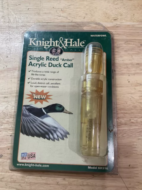 VINTAGE Knight & Hale Game Calls Single Reed Acrylic Duck Call Amber KH316 NEW!