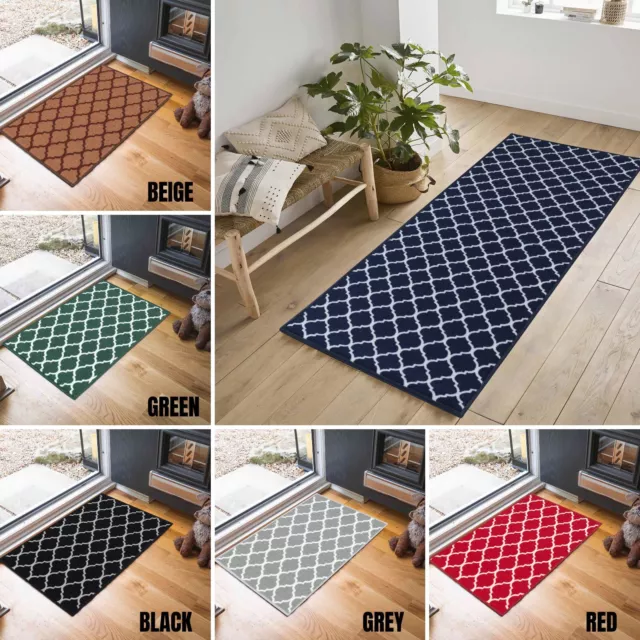 Washable Door Mats Non Slip Trellis Kitchen, Corridor, Hallway Runners Rugs Mats