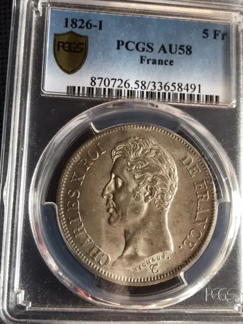 5 Francs Argent - Charles X - 1826 I - Limoges - Pcgs / Au 58 - Sup - Rare 2