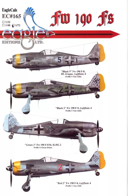 EagleCals Decals 1/72 FOCKE WULF Fw-190F German WWII Fighter