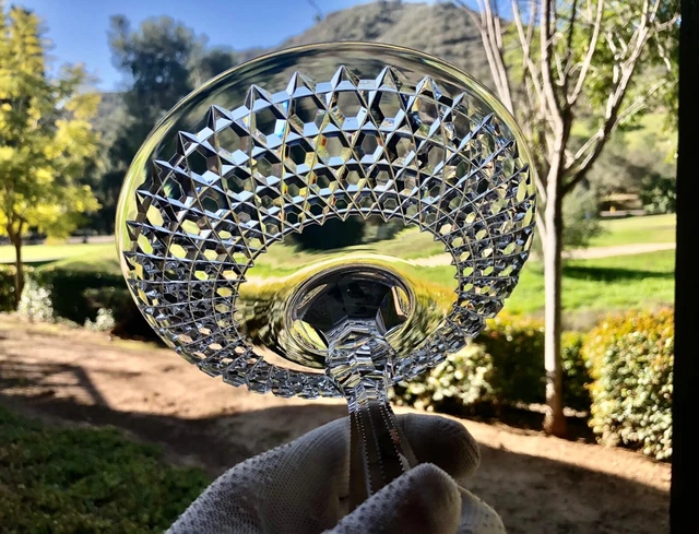 AMERICAN BRILLIANT cut glass compote "Hob Diamond" SIGNED H.P. Sinclaire. VIDEO! 4