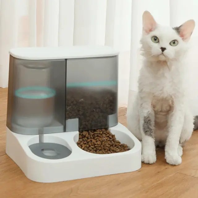 Cat Pet Dog Gravity Automatic Feeder Water Dispenser 2.8 L Food Container