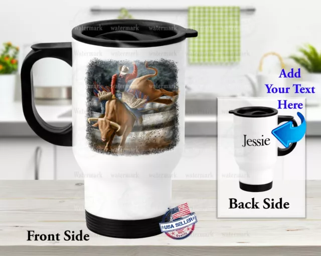 Rodeo Western Bull Riding  - Stainless Steel Thermal 14oz Insulated Travel Mug