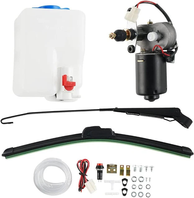 NICECNC 12V Electric Motor Windshield Wiper Kit with Windshield Washer Pump Kit