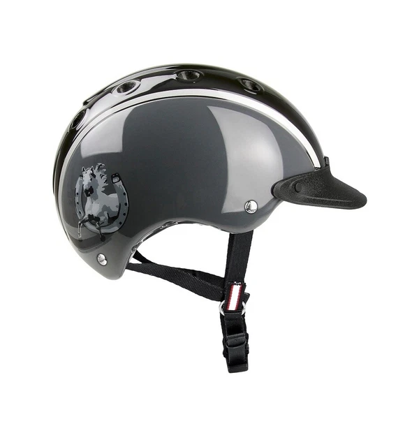 Kinder Reithelm NORI Hufeisen Casco schwarz/grau