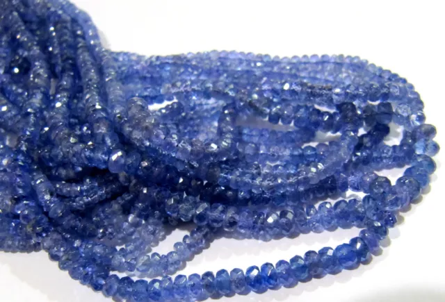 Natural Tanzanite Rondelle Faceted Beads,Size 3-4mm Strand 8inch Top Quality