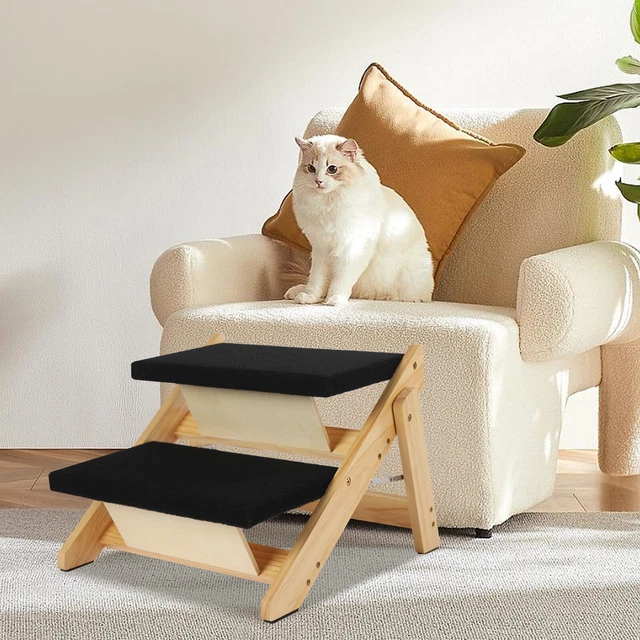 Gralara Haustiertreppe 3 Stufen - Hunderampe & Katzenleiter Für Sofa & Bett - Rutschfeste Unterseite - Blau