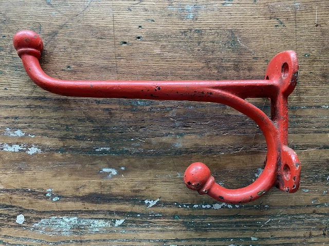 Antique CAST IRON HARNESS Coat/Hat HOOK Vtg Horse Tack Barn Hardware Primitive 3