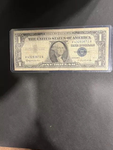 1957-B U.S. $1 One Dollar Star Note ⭐️ Silver Certificate Blue Seal